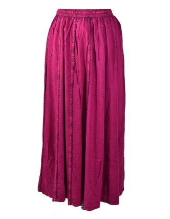 Dlouhá sukně s výšivkou, pružný pas, růžová