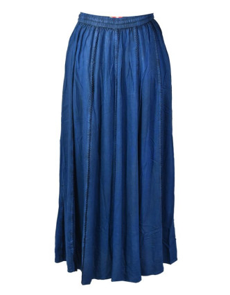Dlouhá sukně s výšivkou, pružný pas, modrá