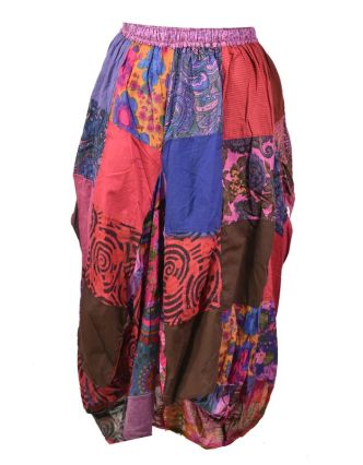 Balonová sukně s potiskem, patchwork design, růová