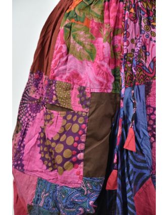 Balonová sukně s potiskem, patchwork design, růová