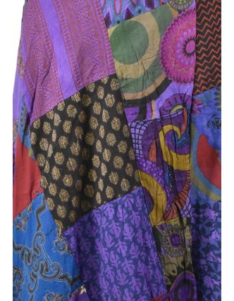 Delší zavinovací sukně s potiskem, patchwork design, fialová , vázačka