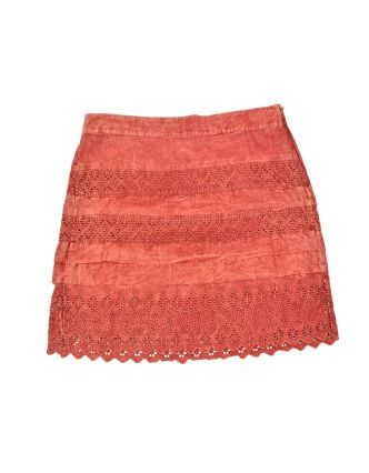 Krátká sukně  zapínaná na zip, červená, stonewashed design