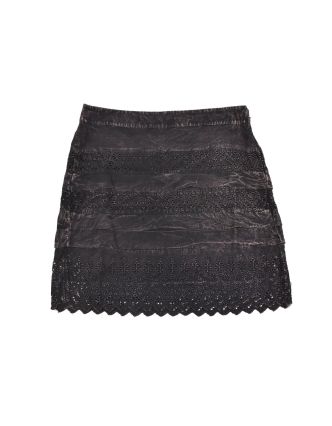 Krátká sukně  zapínaná na zip, tmavá, stonewashed design