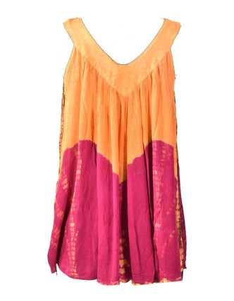 Letní halena bez rukávu, batika, oranžovo-růžová