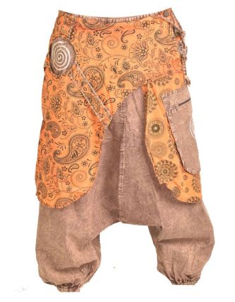 Unisex turecké kalhoty s kapsami, stonewashed design, chakra print