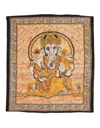 Přehoz na postel, Ganesh, žlutý, 215x225cm