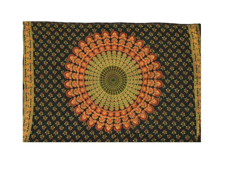 Sárong modro-zelený "Naptal" design, 110x170cm, s ručním tiskem