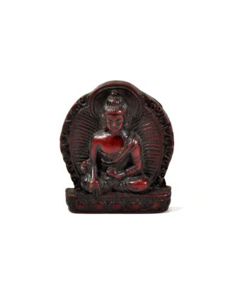 Buddha léčitel, mini, "stone", hnědo červený, pryskyřice, 4cm