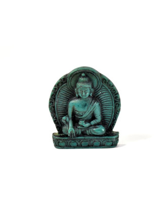 Buddha léčitel, mini, "stone", tyrkysový, pryskyřice, 4cm