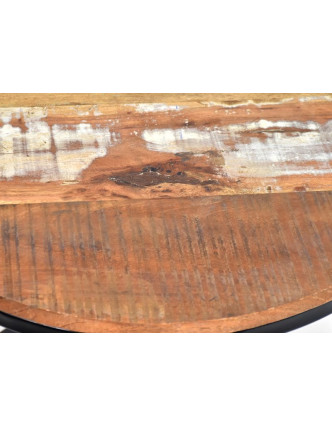 Kulatý konferenční stolek v Goa stylu z teakového dřeva, 51x51x40cm