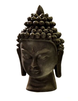 Buddhova hlava, keramika, černá, 40 cm
