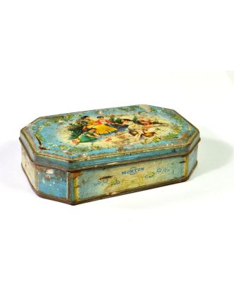 Antik plechová krabice, Piknik, 15x10x4cm