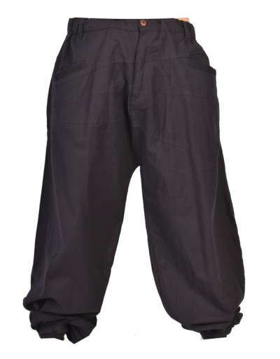 Unisex balonové kalhoty zapínané na zip a knoflík, černá