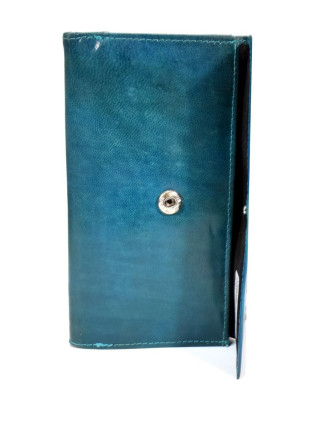 Peněženka design "Two Cats" malovaná kůže, modrá, 9x16cm