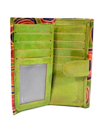 Peněženka design "Geometric" malovaná kůže, zelená, 9x16cm