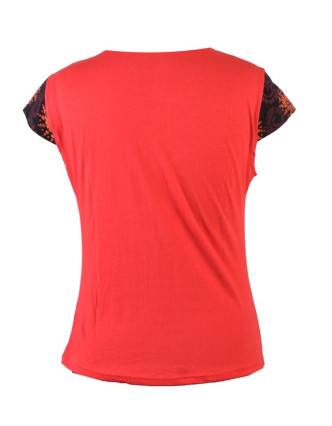 Červené tričko s potiskem motýlů a výšivkou