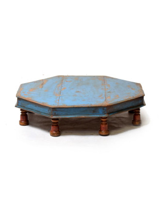 Starý čajový osmiboký stolek z teakového dřeva, 67x67x15cm