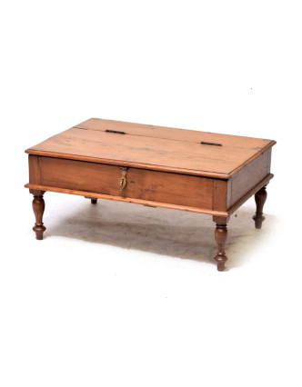 Starý kupecký stolek z teakového dřeva, 76x54x34cm