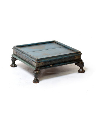Starý čajový stolek z teakového dřeva, 44x44x19cm