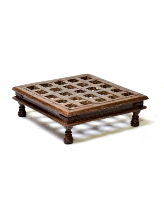 Starý čajový stolek z teakového dřeva, 52x52x16cm