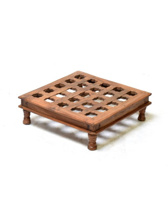 Starý čajový stolek z teakového dřeva, 48x48x15cm