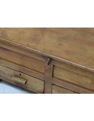 Starý kupecký stolek z teakového dřeva, 77x46x36cm