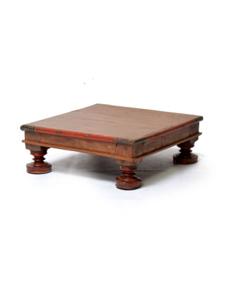 Starý čajový stolek z teakového dřeva, 61x61x22cm