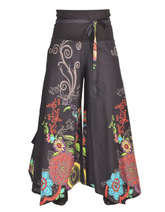 Černé zvonové kalhoty s vysokým pasem, "Eolia design"