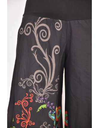 Černé zvonové kalhoty s vysokým pasem, "Eolia design"