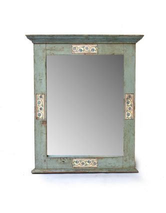 Zrcadlo v rámu z teakového dřeva zdobené dlaždicemi, 71x10x85cm