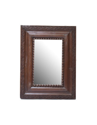 Zrcadlo v rámu z teakového dřeva, ručně vyřezané, 75x100x6cm