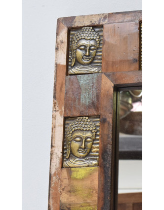 Zrcadlo v rámu zdobeném reliéfy buddhů, 90x150x5cm