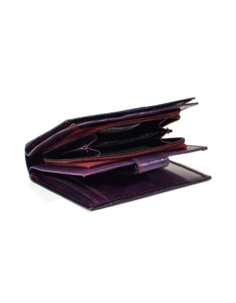 Peněženka, malovaná kůže, elephant design, tmavě fialová, 9,5x12,5cm