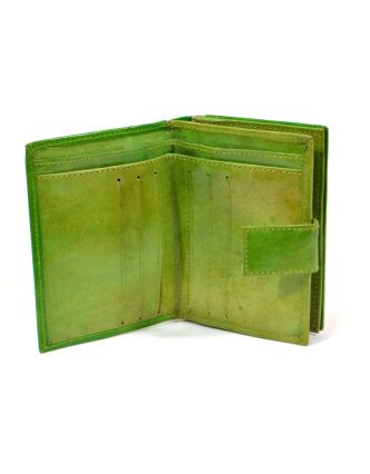 Peněženka, malovaná kůže, elephant design, zelená, 9,5x12,5cm