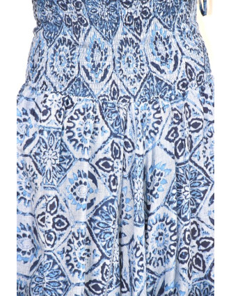 Elegantní turecké kalhoty/overal s potiskem, modré