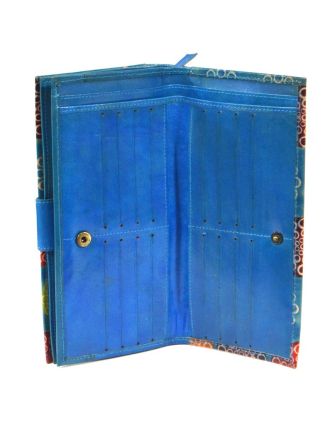 Peněženka, malovaná kůže, modrá, 23x12cm