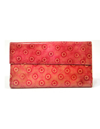 Peněženka design "dots" malovaná kůže, červená, 9x16cm