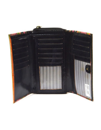 Peněženka zapínaná na zip, černá, pruhy, malovaná kůže, 17x11cm