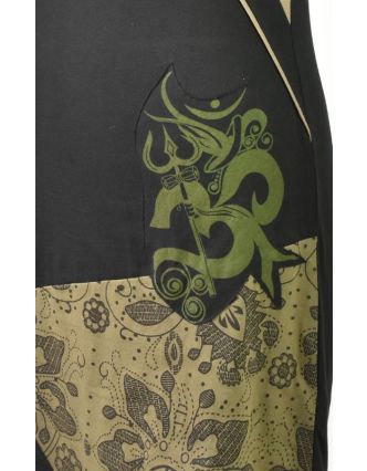 Černo zelené šaty s krátkým rukávem, mix potisků, Shiva Óm design