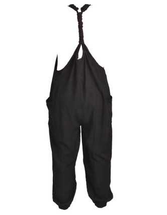 Černé kalhoty s laclem, z lehkého materiálu, kapsy