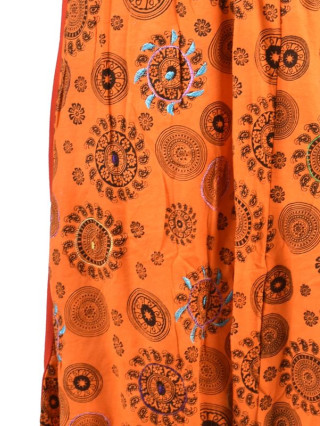 Oranžové turecké kalhoty s potiskem paisley, výšivka