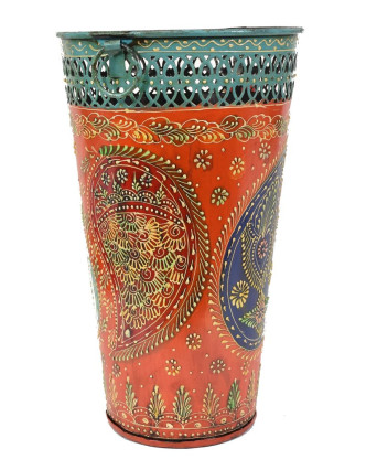 Kovová váza, ručně malovaná, 19x19x31cm