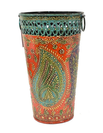 Kovová váza, ručně malovaná, 17x17x28cm