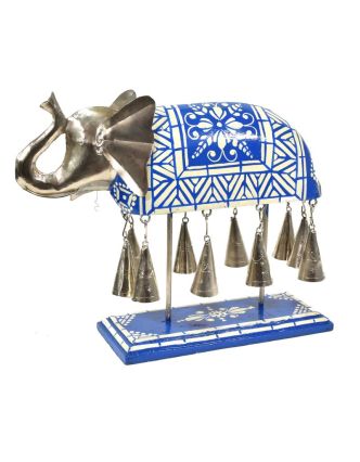 Soška slona se zvonečky, ručně malovaná, 32x9x25cm
