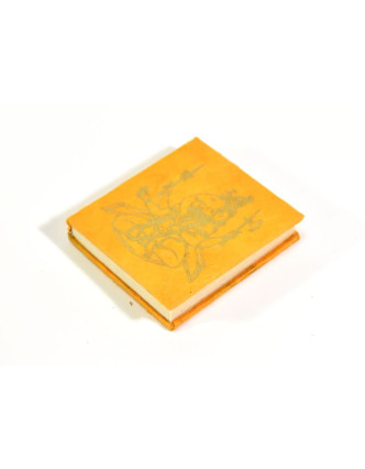Notýsek vyrobený z ručního papíru, zlatý potisk, 6x6cm
