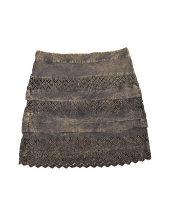 Krátká sukně  zapínaná na zip, khaki, stonewashed design