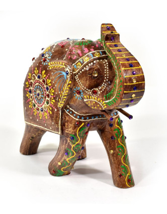 Slon, dřevěný, ručně malovaný, 23x20cm