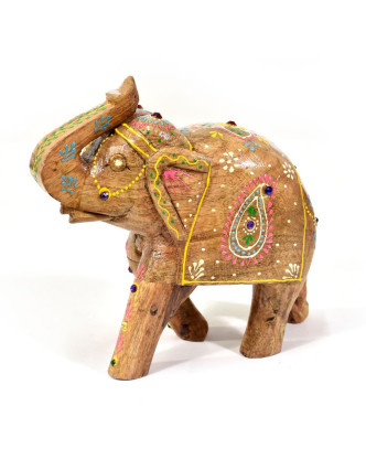 Slon, dřevěný, ručně malovaný, 17x17cm