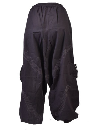 Unisex turecké kalhoty s kapsami, černé