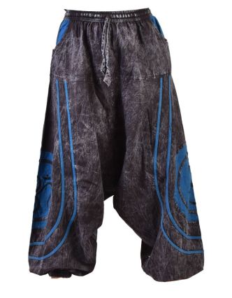 Unisex turecké kalhoty s kapsami, černo-modré, Óm